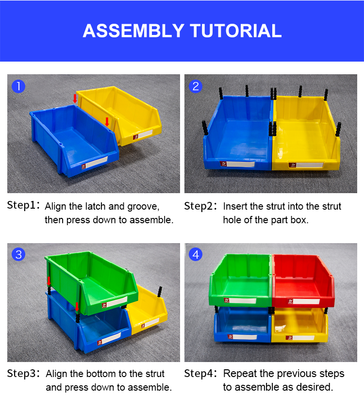 Stackable-Parts bins assembly procedure
